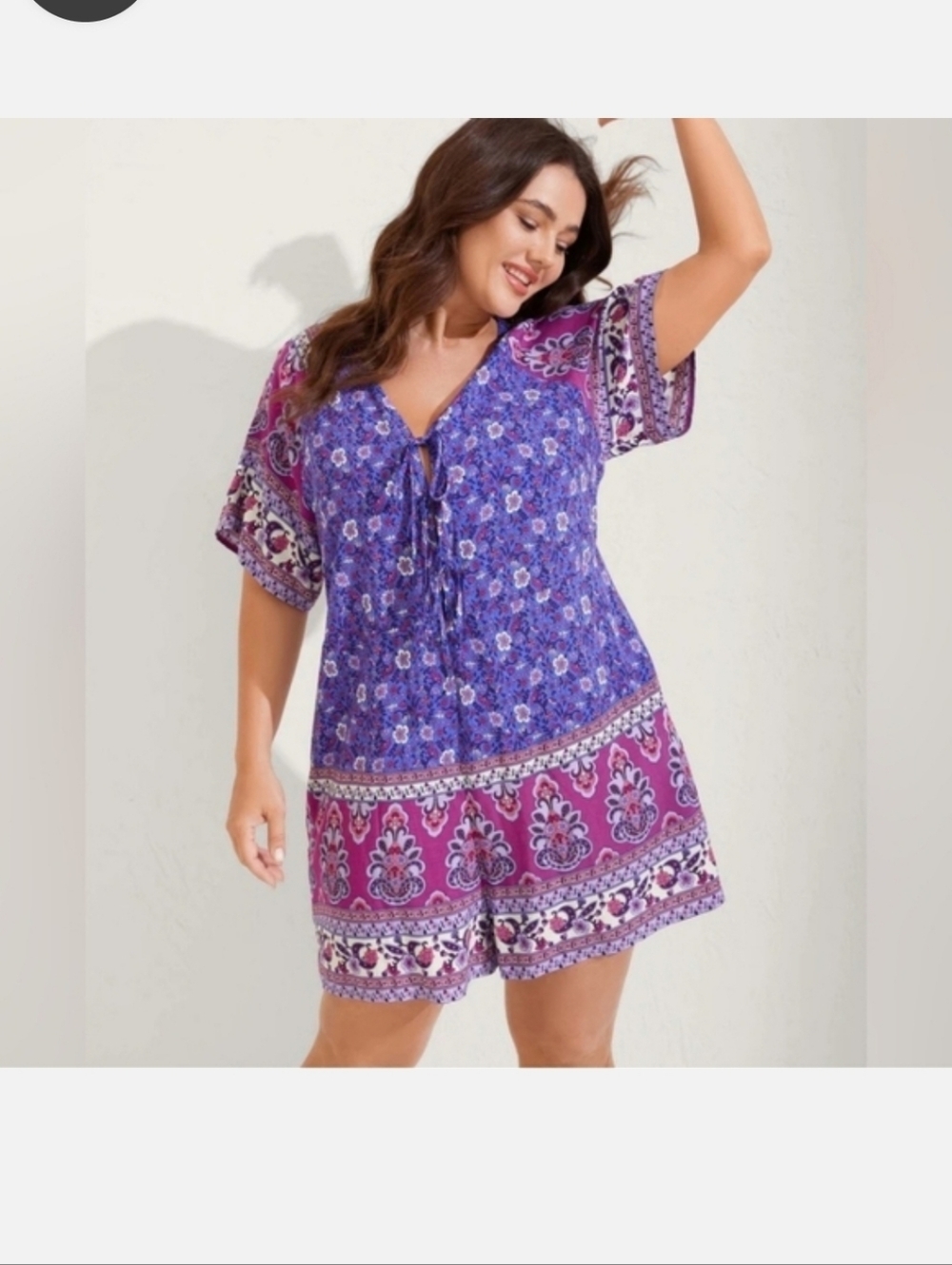 Purple Boho Romper Dustty Rustty Sz M